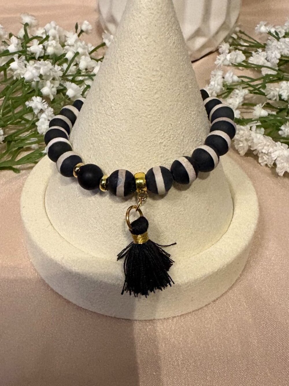 Midnight Nomad Bracelet – Black Tassel Beaded Bracelet | Boho Chic Jewelry